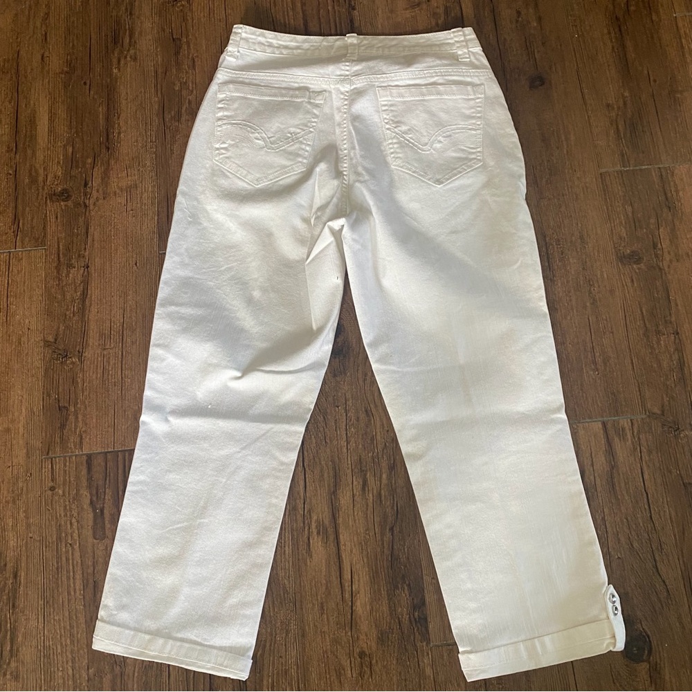 Men's White Cropped Jeans - Classic Straight Fit - Picture 2 of 6